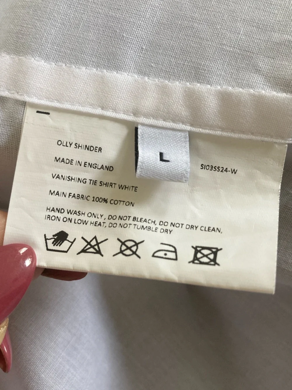 Olly Shinder White Vanishing Tie Shirt Made in England Cotton Men's Large - Picture 5 of 9